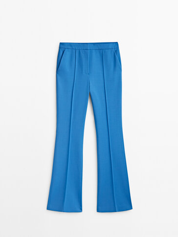 Wool blend suit trousers with central seam
