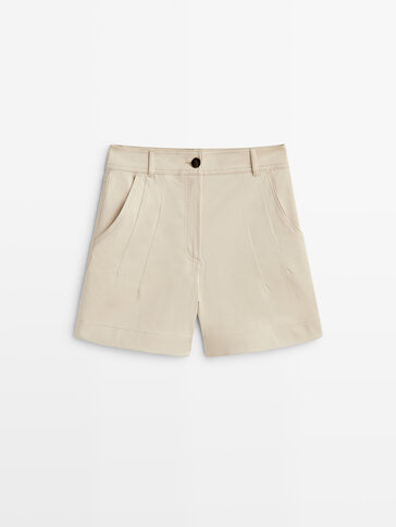 Cotton Bermuda shorts with topstitching detail