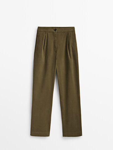 Cotton blend chino trousers