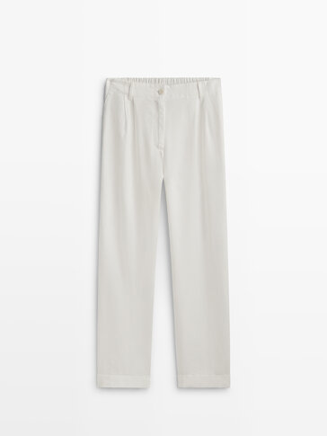 Linenblend trousers  White  Ladies  HM IN