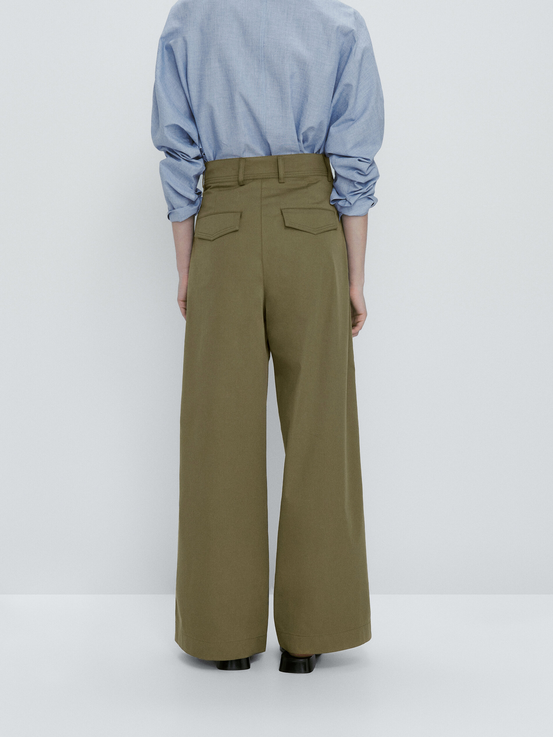 Massimo Dutti Cotton Blend Darted Wide-Leg Trousers - Big Apple Buddy