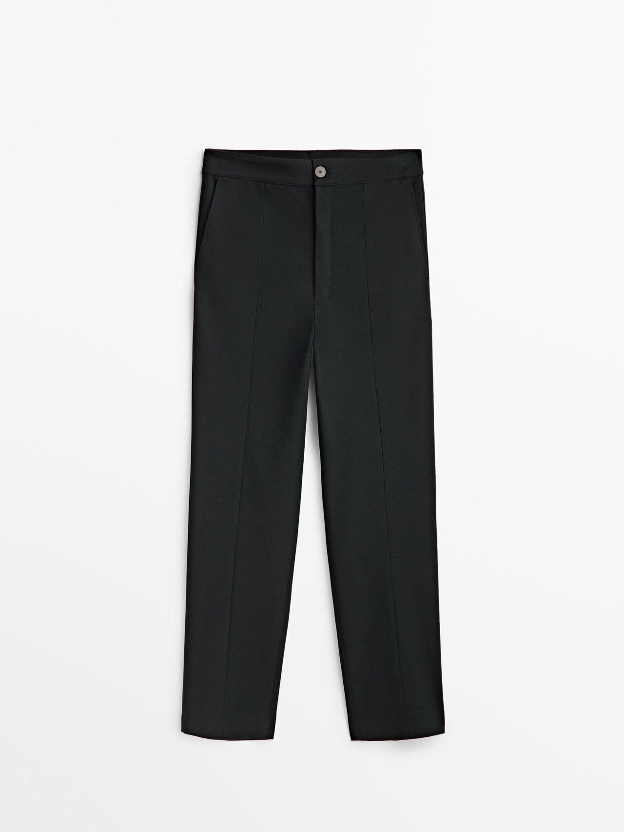 Massimo Dutti Slim Fit Trousers With Central Seam In Black | ModeSens