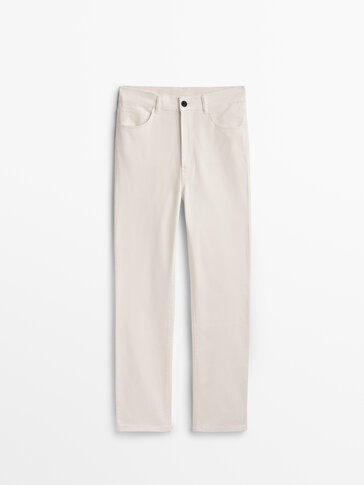 Pantaloni slim fit cropped cu talie medie