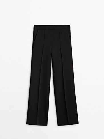 מכנסיים מחויטים בצבע שחור Straight fit