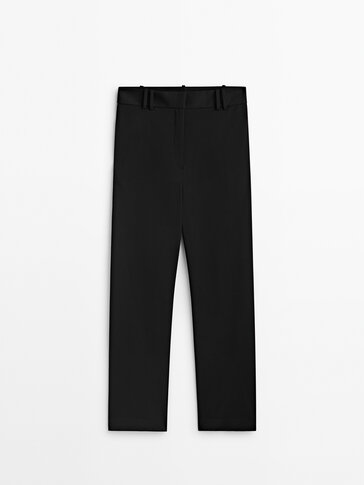 Cropped trousers with double belt loops