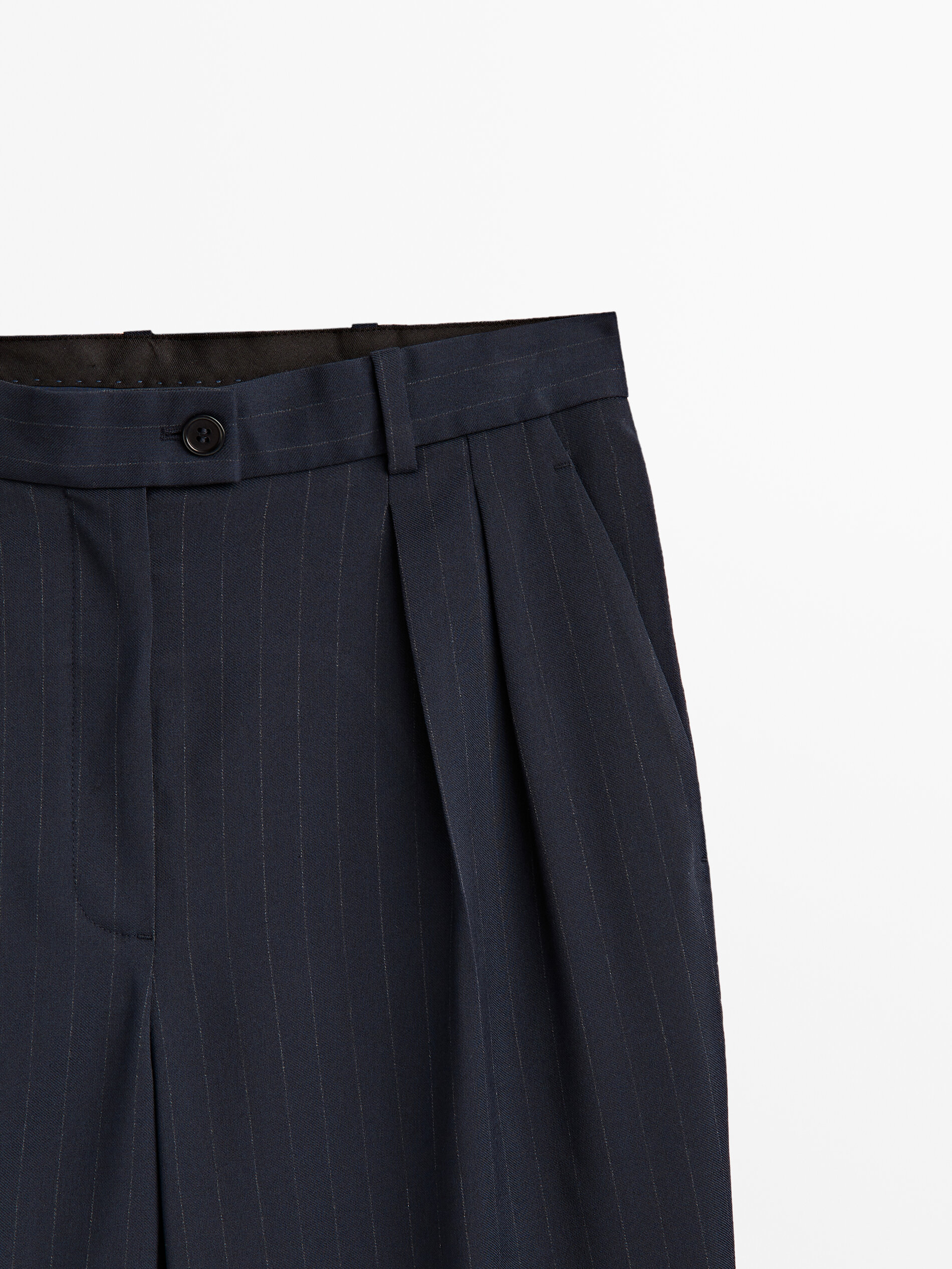 Massimo Dutti Pinstriped Darted Suit Trousers - Big Apple Buddy