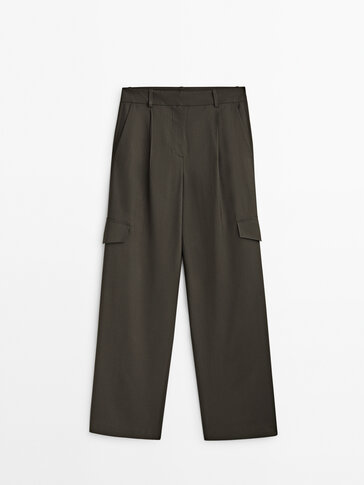 Darted cargo suit trousers