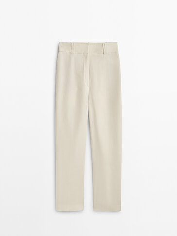 100% linen suit trousers with double tabs