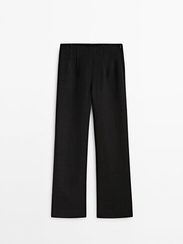 מכנסיים מחויטים מבד פשתן עם תפרים - Limited Edition