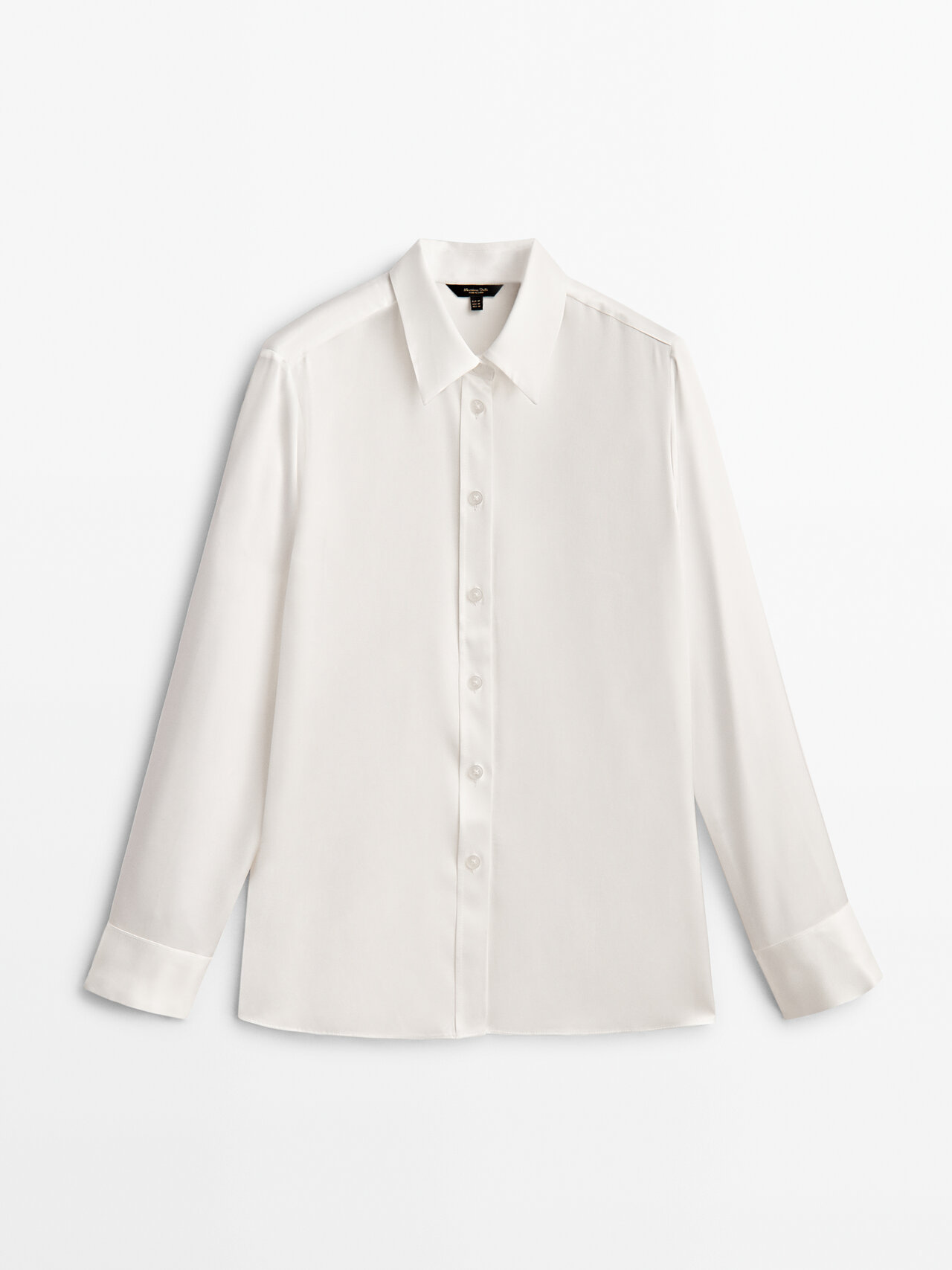 Massimo Dutti Satin Shirt With Cut-out Details In Cream