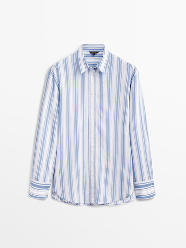 Shirt with blue stripes