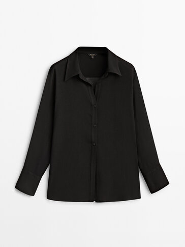 Halfdoorschijnende zwarte blouse