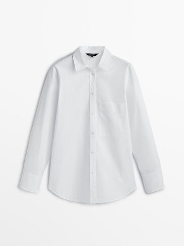 Cotton poplin shirt with pocket
