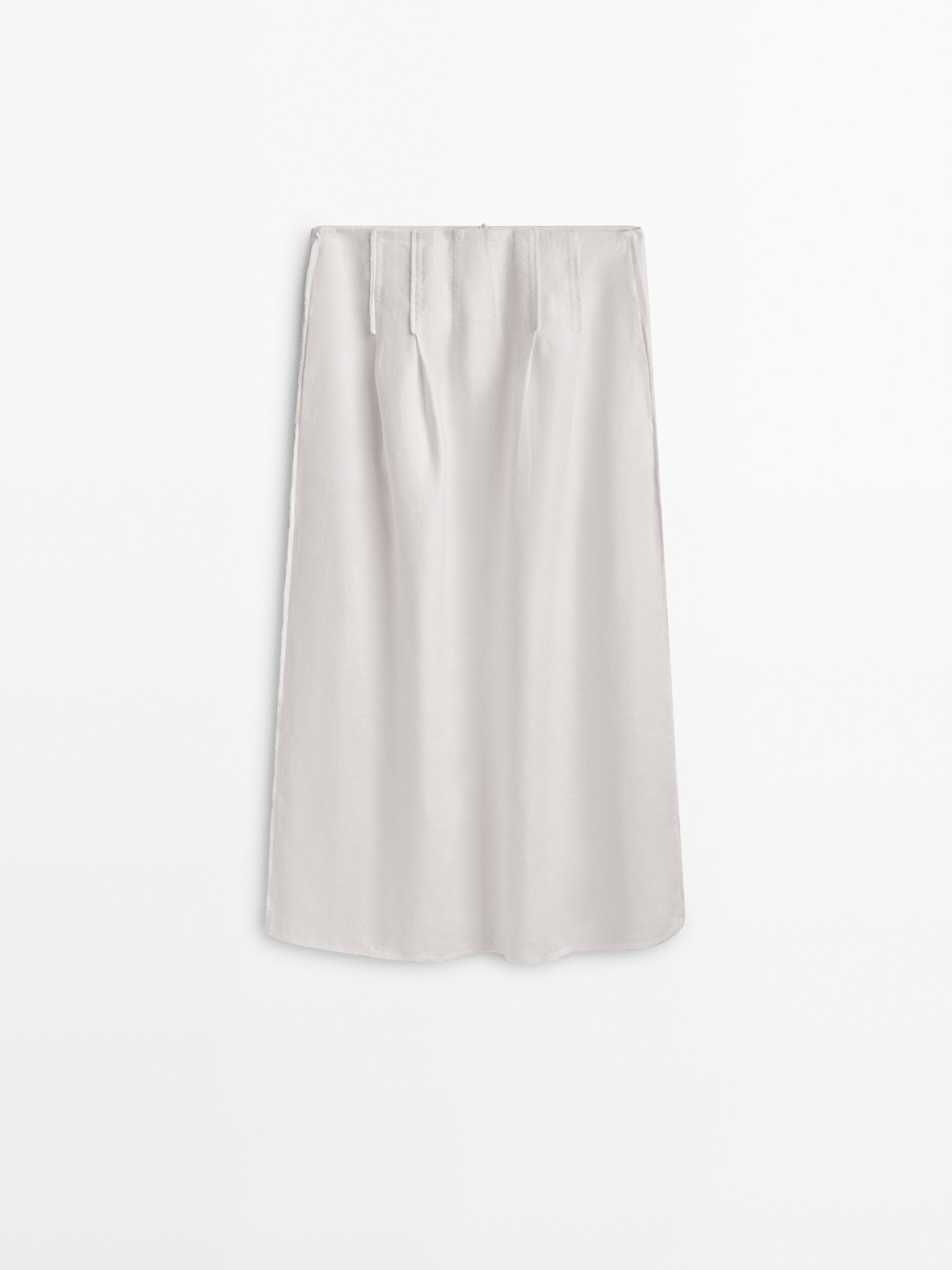 Massimo Dutti Linen Midi Skirt With Darts And Seam Details Big Apple Buddy