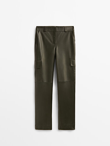 Nappa leather cargo trousers