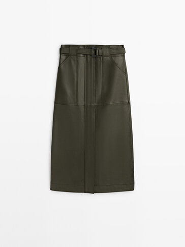 Nappa leather skirt with pockets