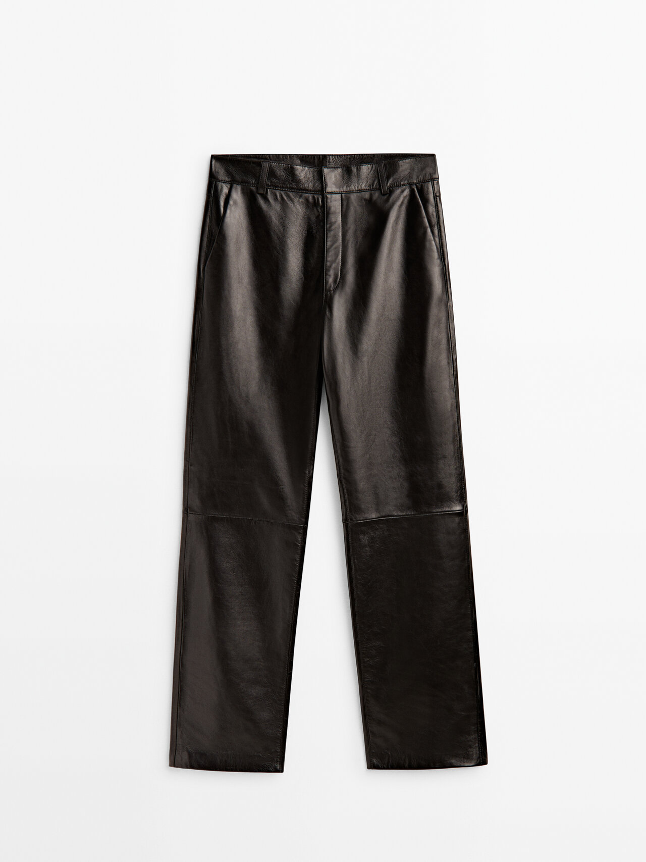 Massimo Dutti Black Nappa Leather Trousers In Schwarz ModeSens