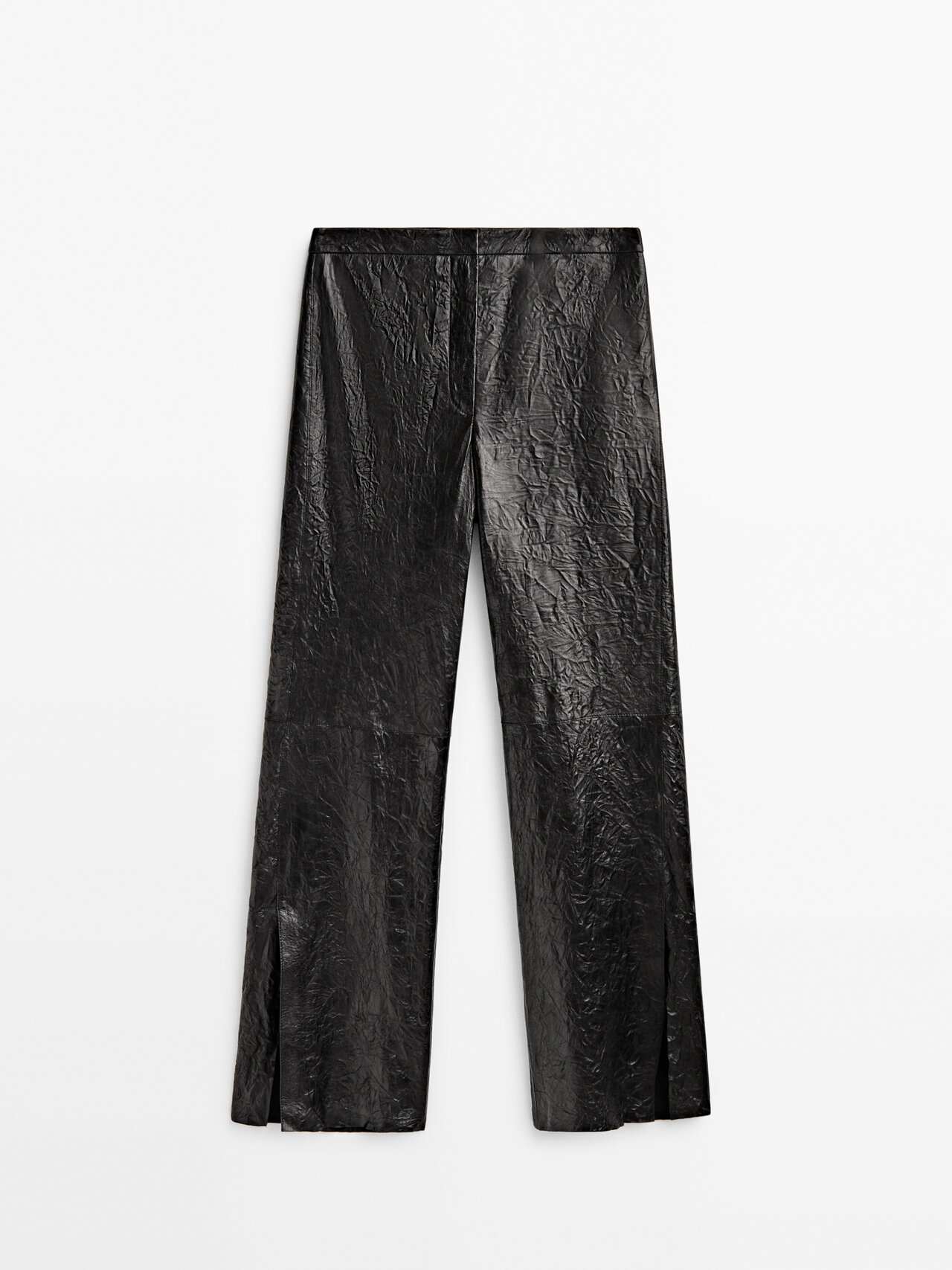 Massimo Dutti Crackled Nappa Leather Trousers- Limited Edition In