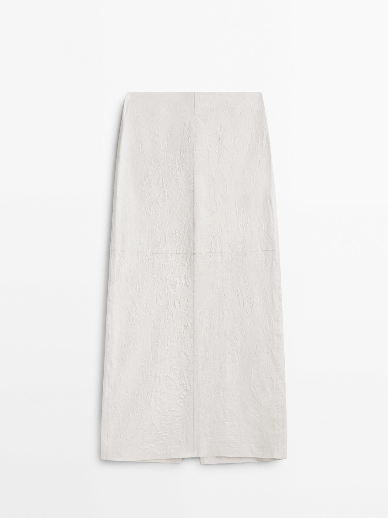 Massimo Dutti Crackled Nappa Leather Skirt - Limited Edition In White ...