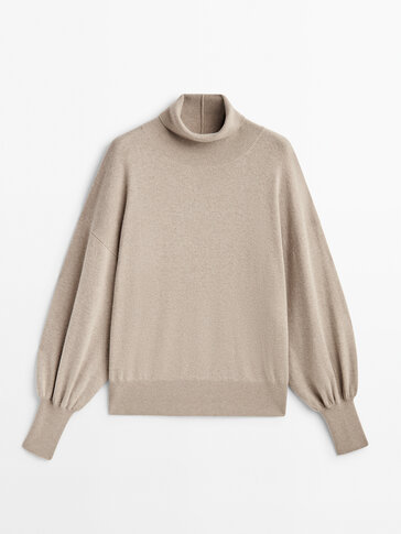 High neck sweater with batwing sleeves