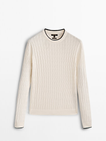 Contrast cable-knit sweater