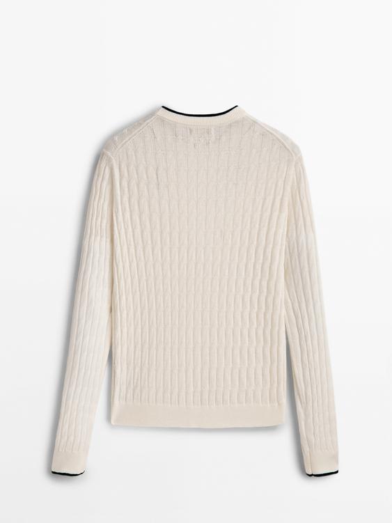 Jersey punto trenzas contraste Massimo Dutti Andorra Jersey punto trenzas contraste Massimo Dutti Andorra