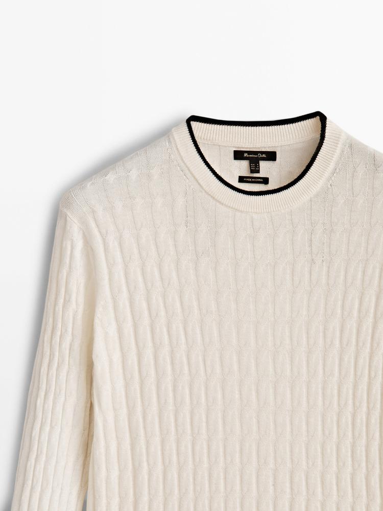 Jersey punto trenzas contraste Massimo Dutti Andorra Jersey punto trenzas contraste Massimo Dutti Andorra