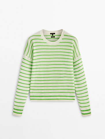 Смугастий светр зі 100%-го кашеміру з круглим коміром