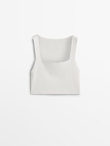 Knit top with square neckline