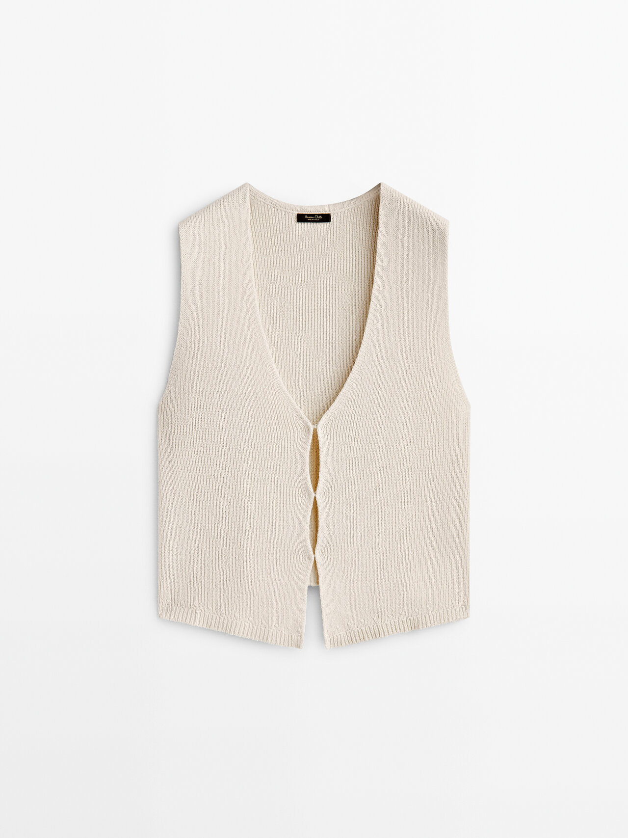 Massimo Dutti Vneck Knit Vest With Opening Details In Cream ModeSens