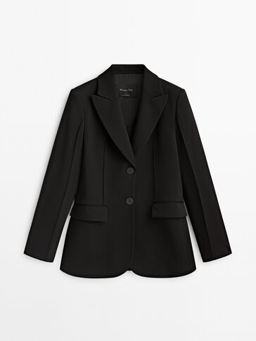 Black suit blazer with topstitching