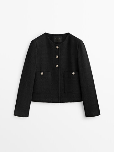 Cropped jacket with contrast buttons