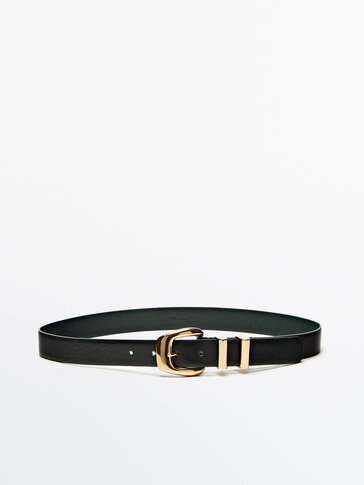 Leather belt with double loop