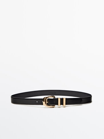 Leather belt with double loop