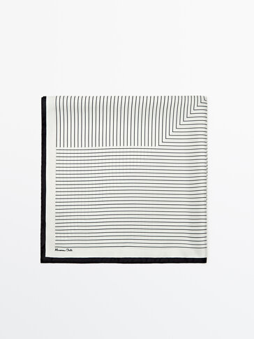 Stripe print silk scarf