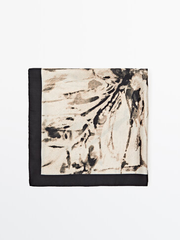Print silk shawl with sleeves