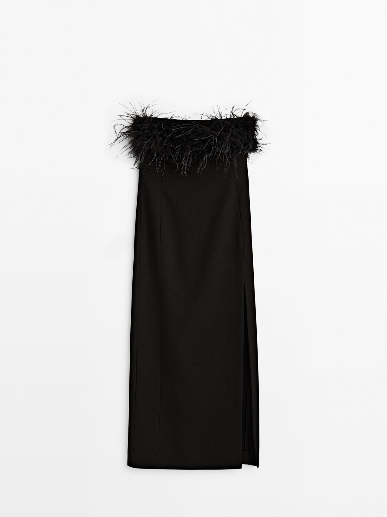 Massimo Dutti Dress With Feather Detail In Black | ModeSens