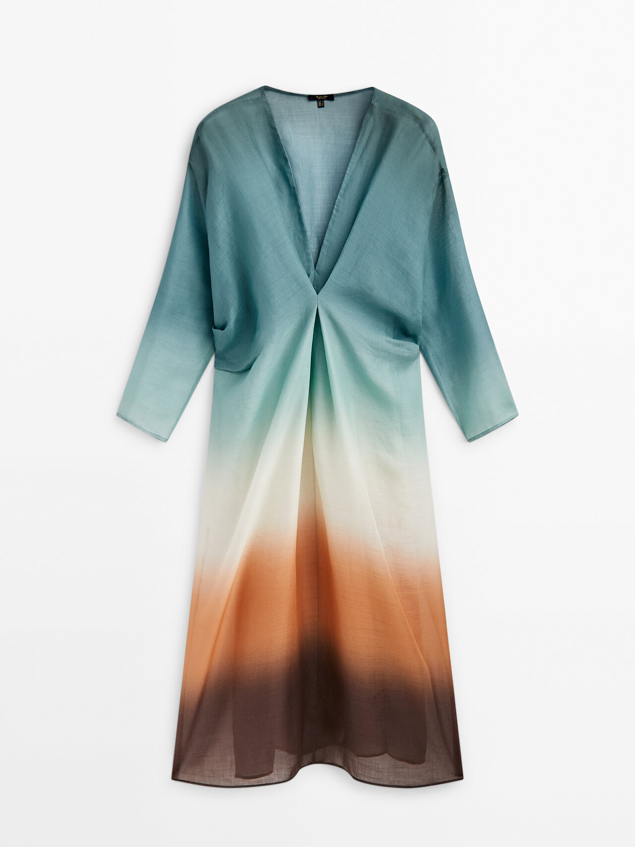 Massimo Dutti Tunika-kleid Mit Zierfalten Und Farbverlauf In Türkis