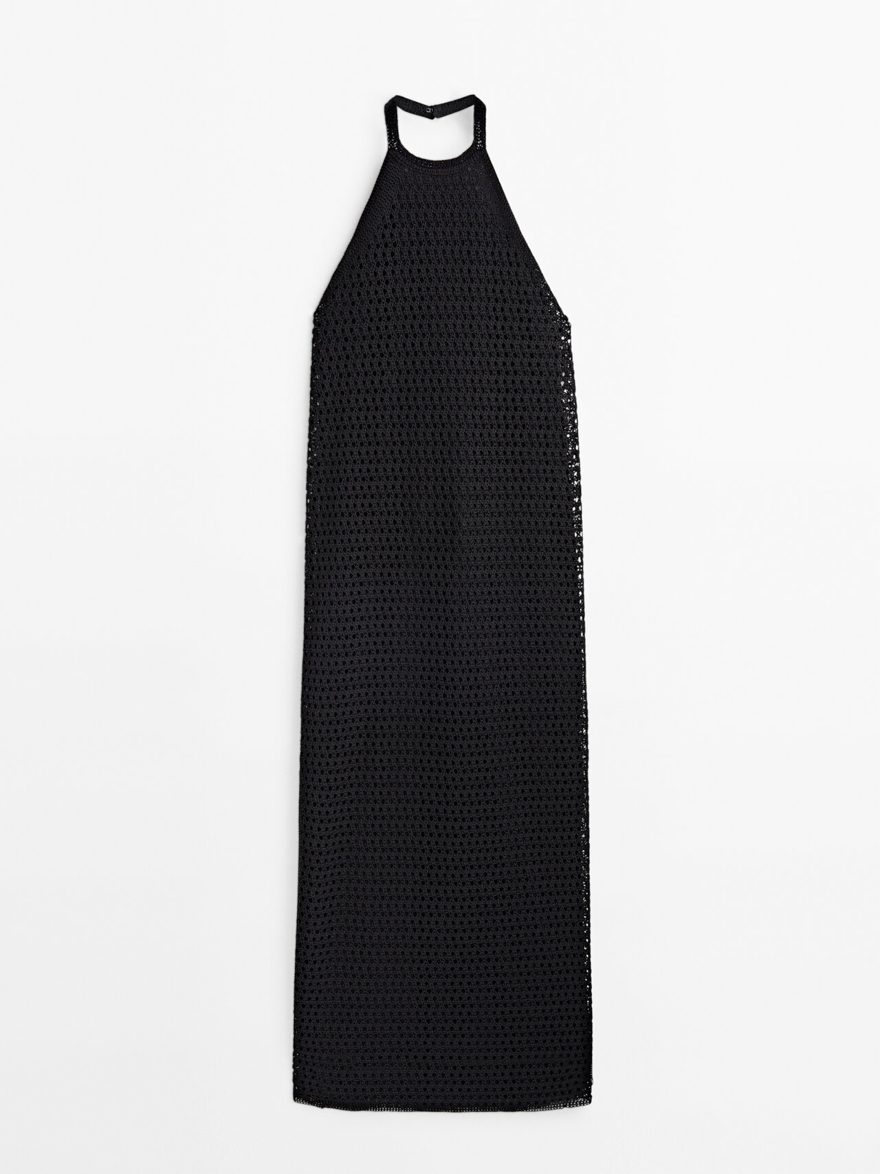 Massimo Dutti Crochet Halter Dress In Schwarz ModeSens