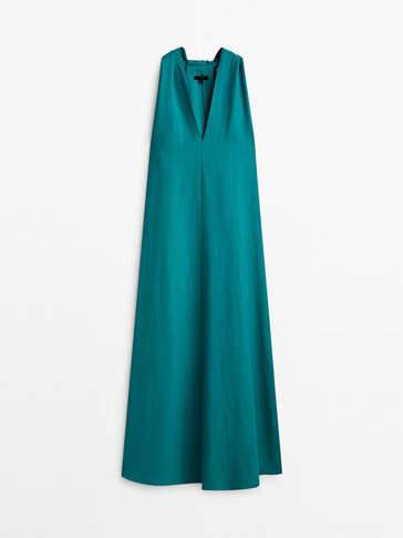 Midi dress with criss-cross detail at the back - Massimo Dutti United Arab Emirates