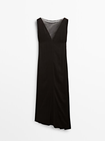 Long sleeveless dress with mesh detail