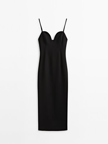 Black dress with a sweetheart neckline