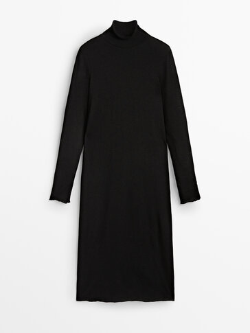 Lange zwarte jurk met wol