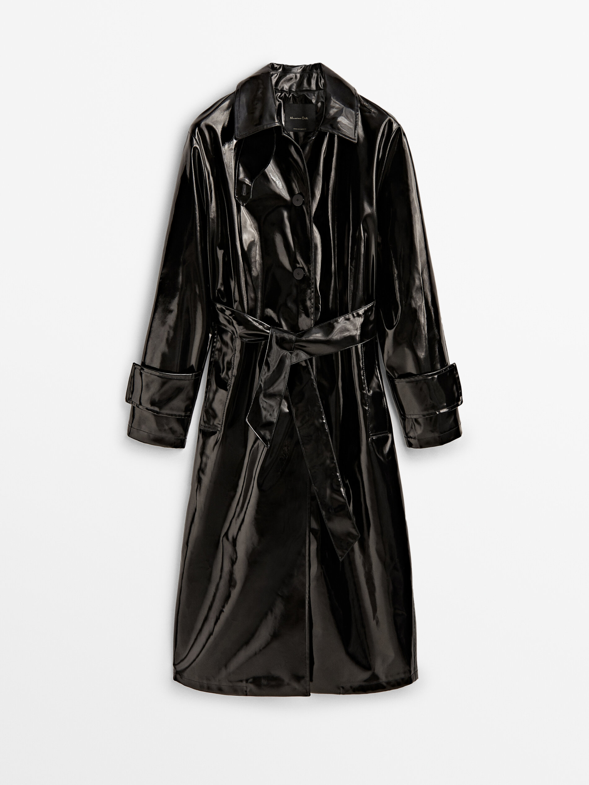 Massimo Dutti Black Patent Trench Jacket - Big Apple Buddy