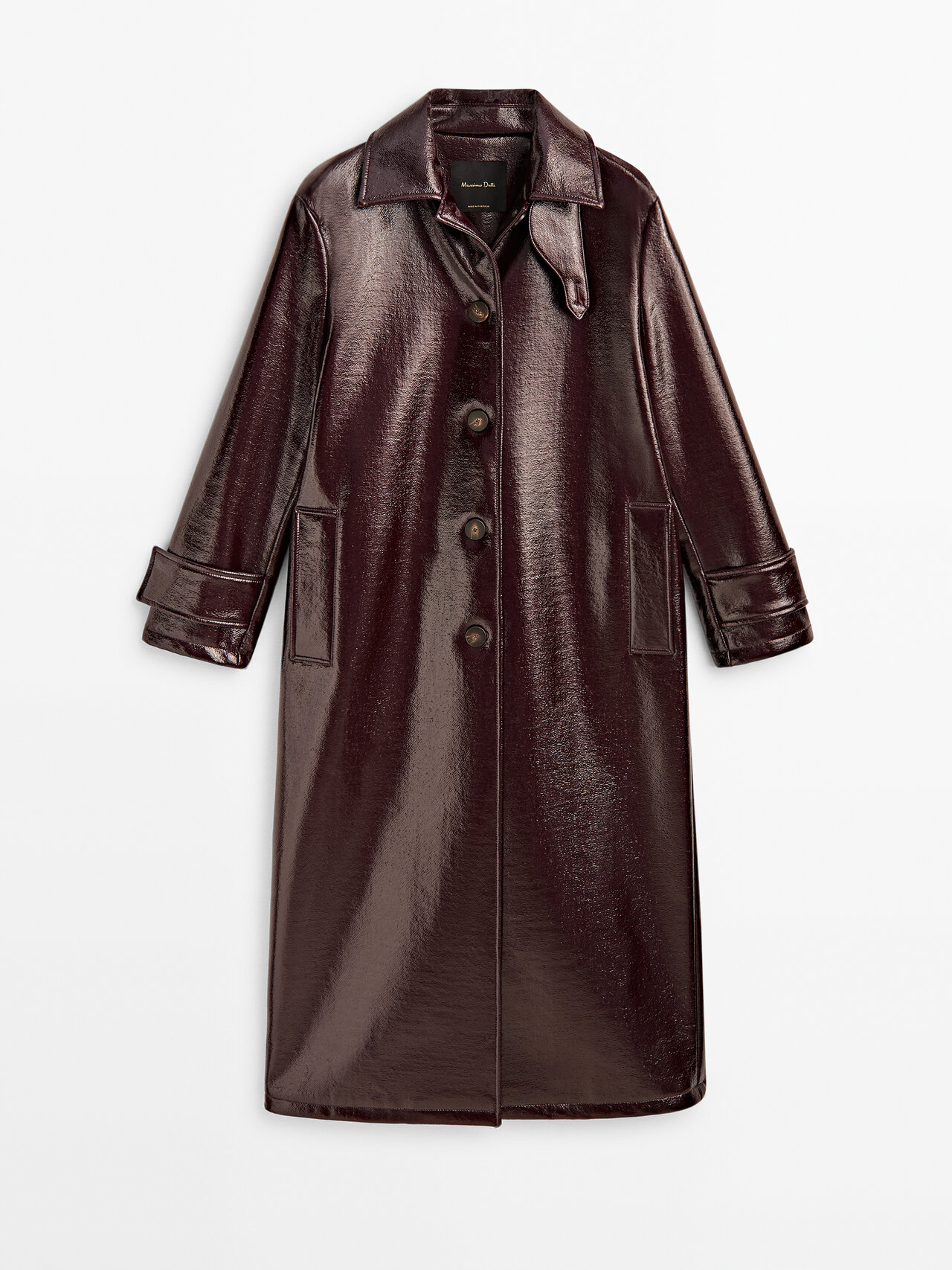 Massimo Dutti Patent Trench Jacket In Bordeaux | ModeSens