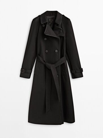 massimo dutti leather trench coat