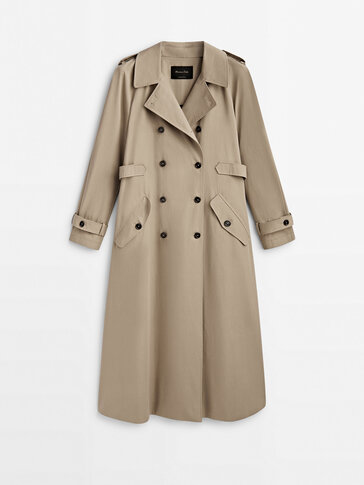 Cotton trench jacket with buckle detail