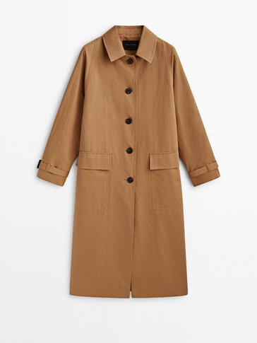Cotton and linen blend trench jacket