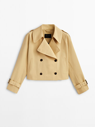 Short cotton trench jacket