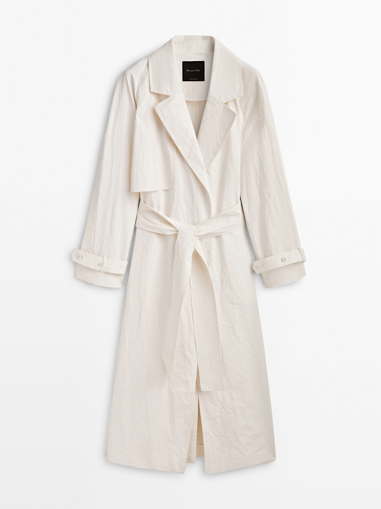 Massimo Dutti Creased-effect Trench Coat - Limited Edition In Gebrochen Weiss